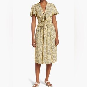 Floral Flutter Sleeve Smocked Midi Dress